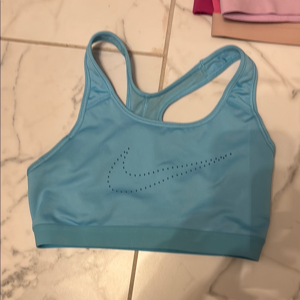 Nike Blue Racerback Sports Bra with Perforated Logo